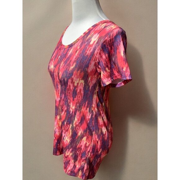 LuLaRoe Womens Short Sleeve Round Neck Top Size XXS Abstract Multicolor Pattern - Picture 8 of 9